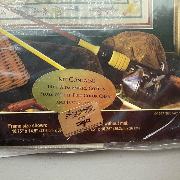 VTG 90's Charles Craft Fishermans Dream Large Mouth Bass Cross-Stitch Kit - Picture 4 of 10